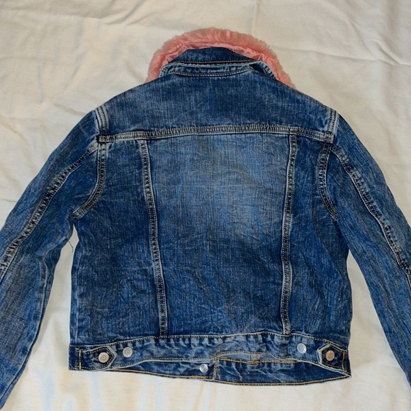 Girls XL 14 Gymboree Go Outside Jean Jacket Pink Faux Fur Like New - Picture 7 of 12
